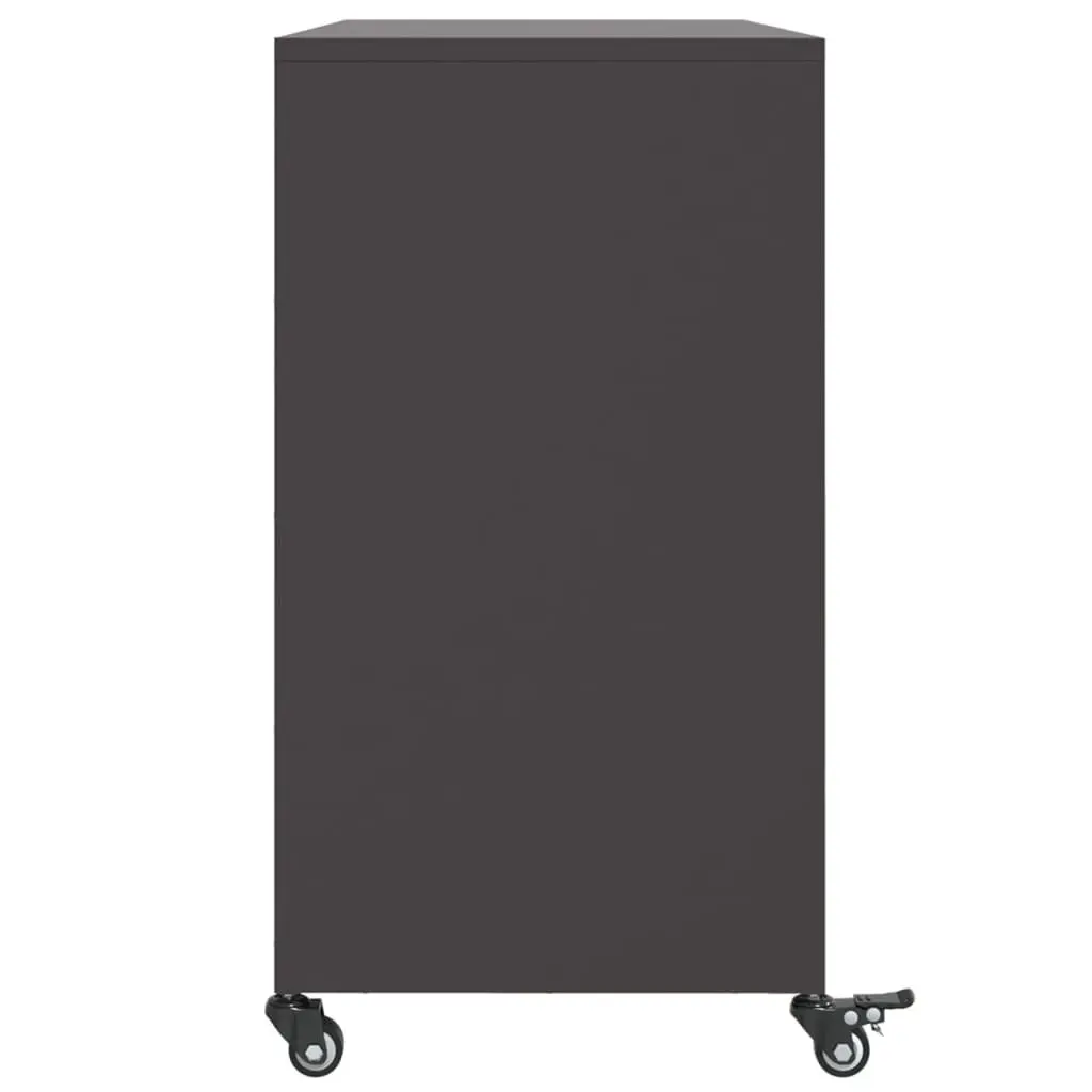 Sideboard Black Storage Cabinet with Wheels Buffet Furniture Hallway Living Room