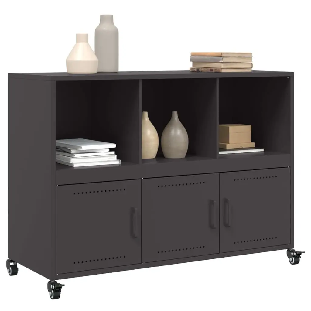 Sideboard Black Storage Cabinet with Wheels Buffet Furniture Hallway Living Room
