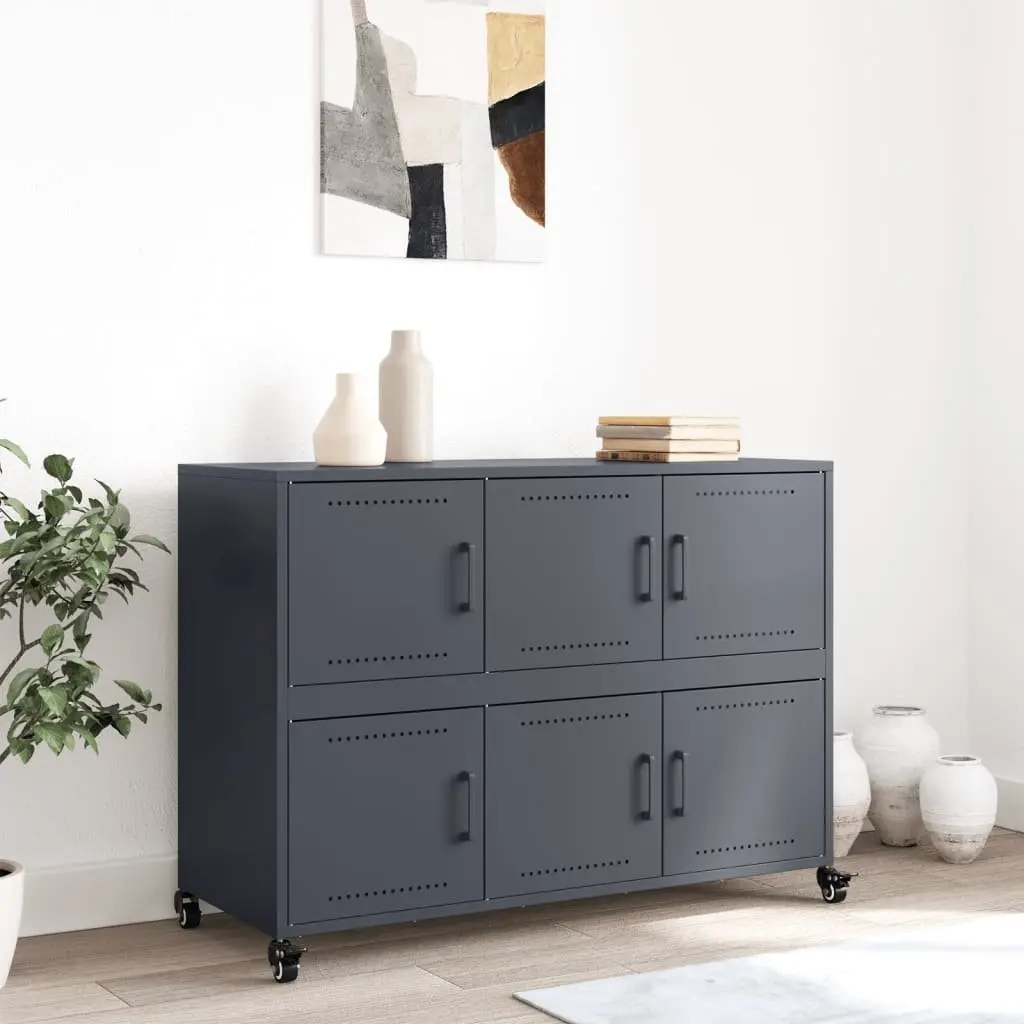 Sideboard Anthracite Storage Cabinet with Wheels Anthracite 100.5x39x72 cm