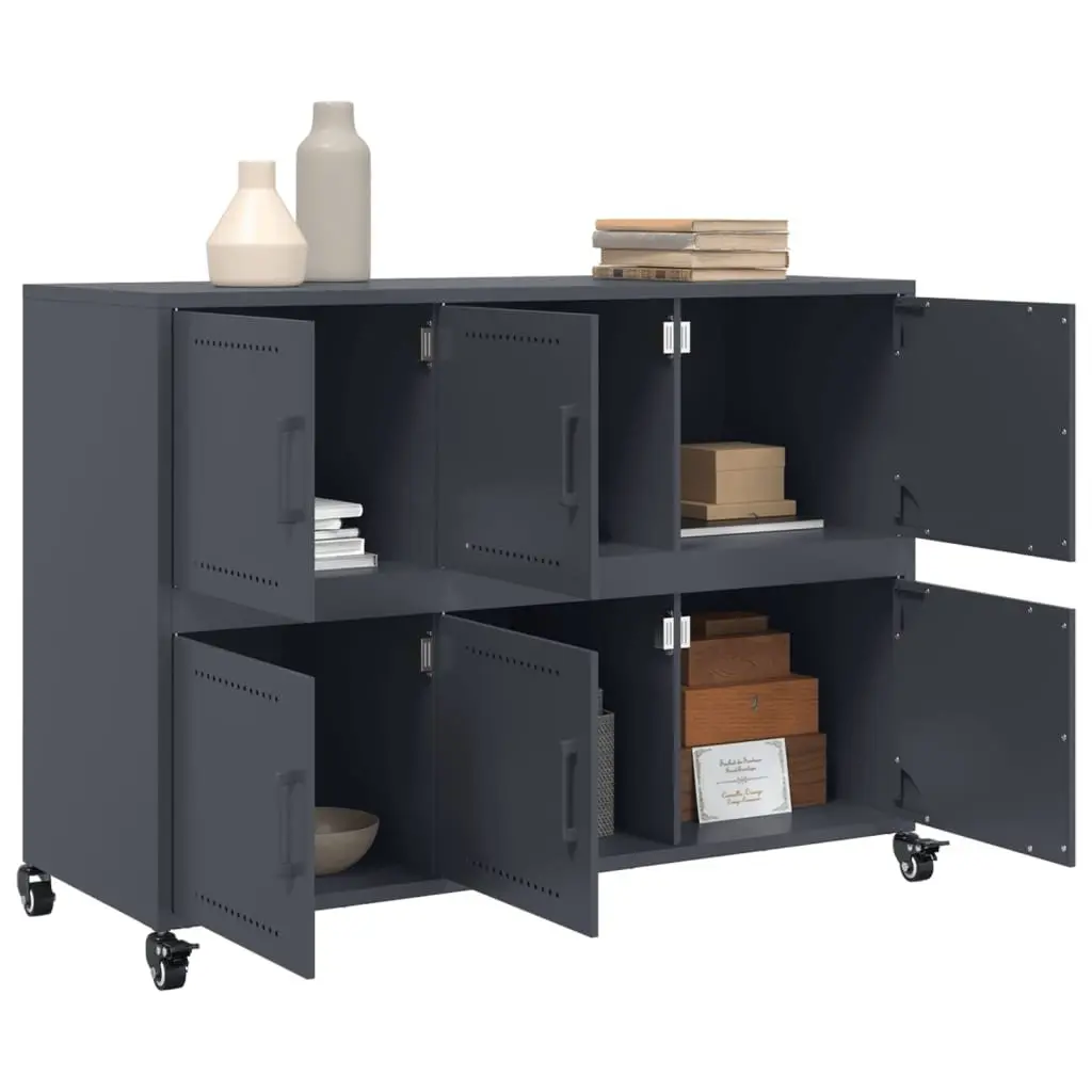 Sideboard Anthracite Storage Cabinet with Wheels Anthracite 100.5x39x72 cm