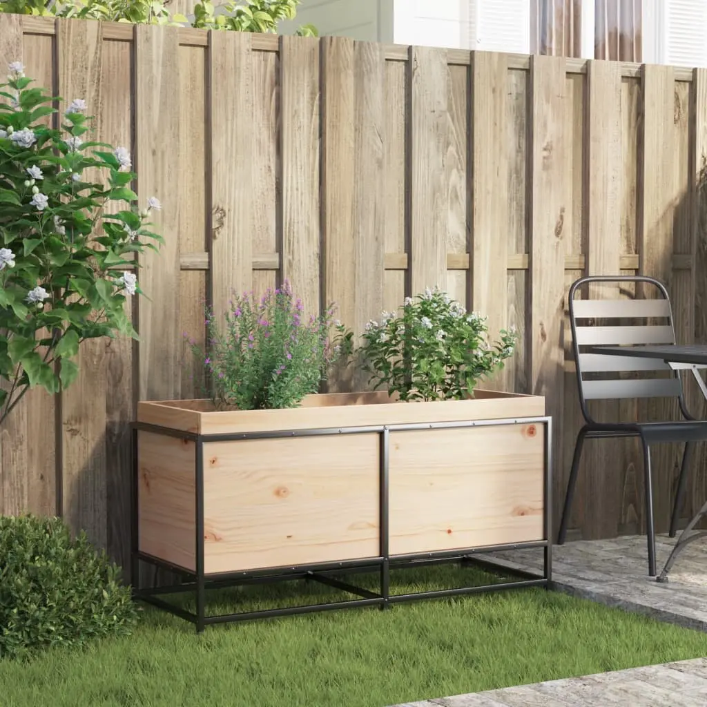 Raised Garden Planter Box Solid Pine Wood Brown Outdoor Decoration 100x40x50cm