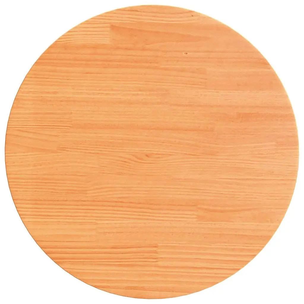 Round Wooden Table Top Brown Solid Pine Wood 70 cm