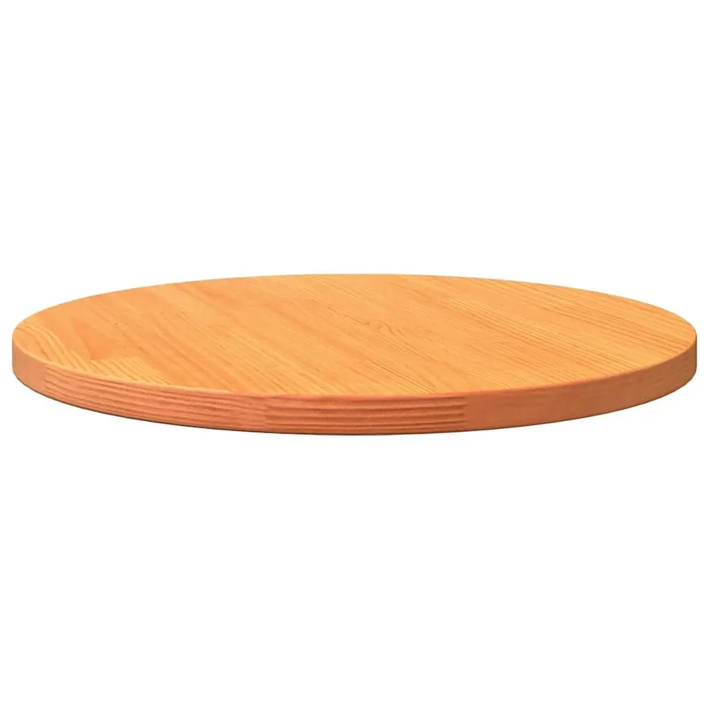 Round Wooden Table Top Brown Solid Pine Wood 70 cm