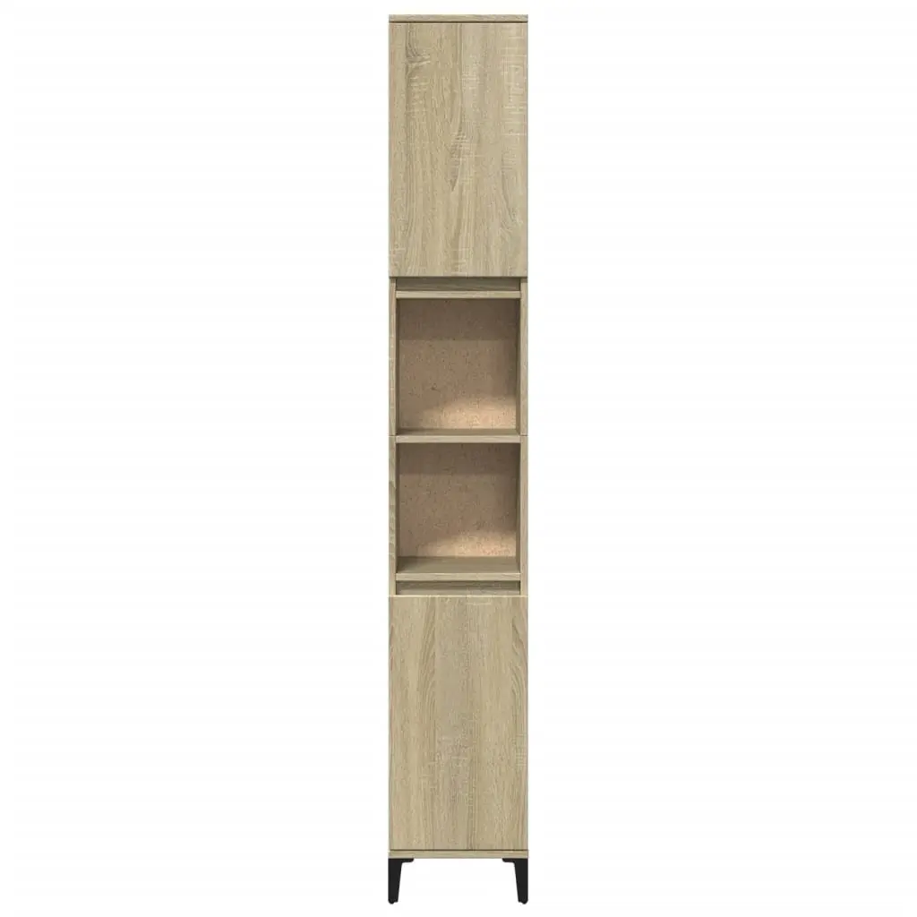 Bathroom Cabinet Sonoma Oak Tall Storage Unit 30x30x190cm with Shelves Doors