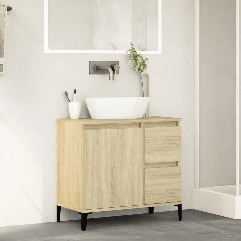 Bathroom Vanity Cabinet Engineered Wood Brown 65x33x60cm