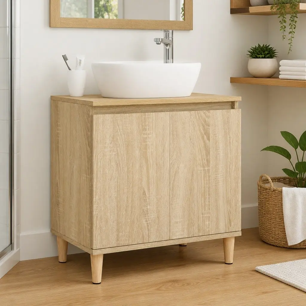 Bathroom Vanity Sink Cabinet Under-Sink Storage Sonoma Oak 58x33x60 cm