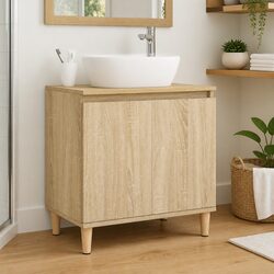 Bathroom Vanity Sink Cabinet Sonoma Oak 58x33x60 cm Storage Unit