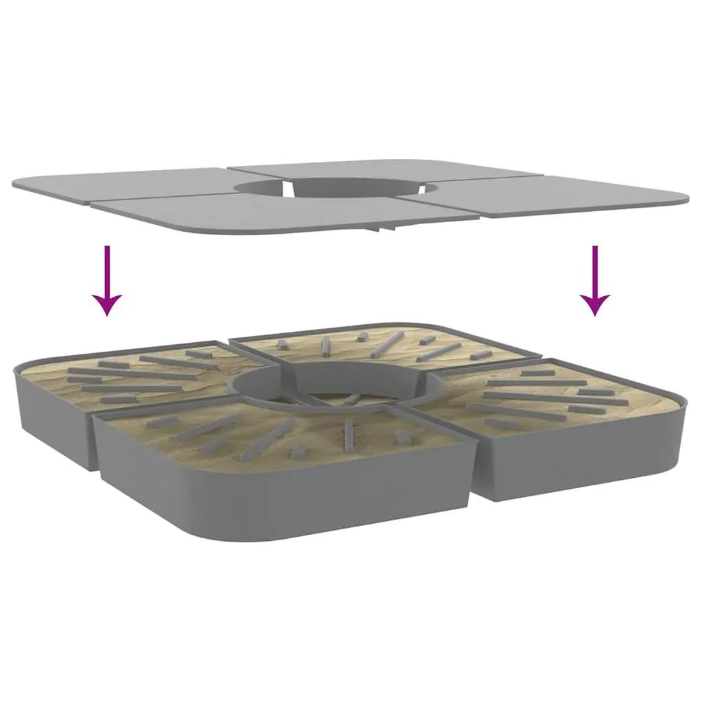 4 Piece Parasol Base Set Sand-Fillable Grey 100kg