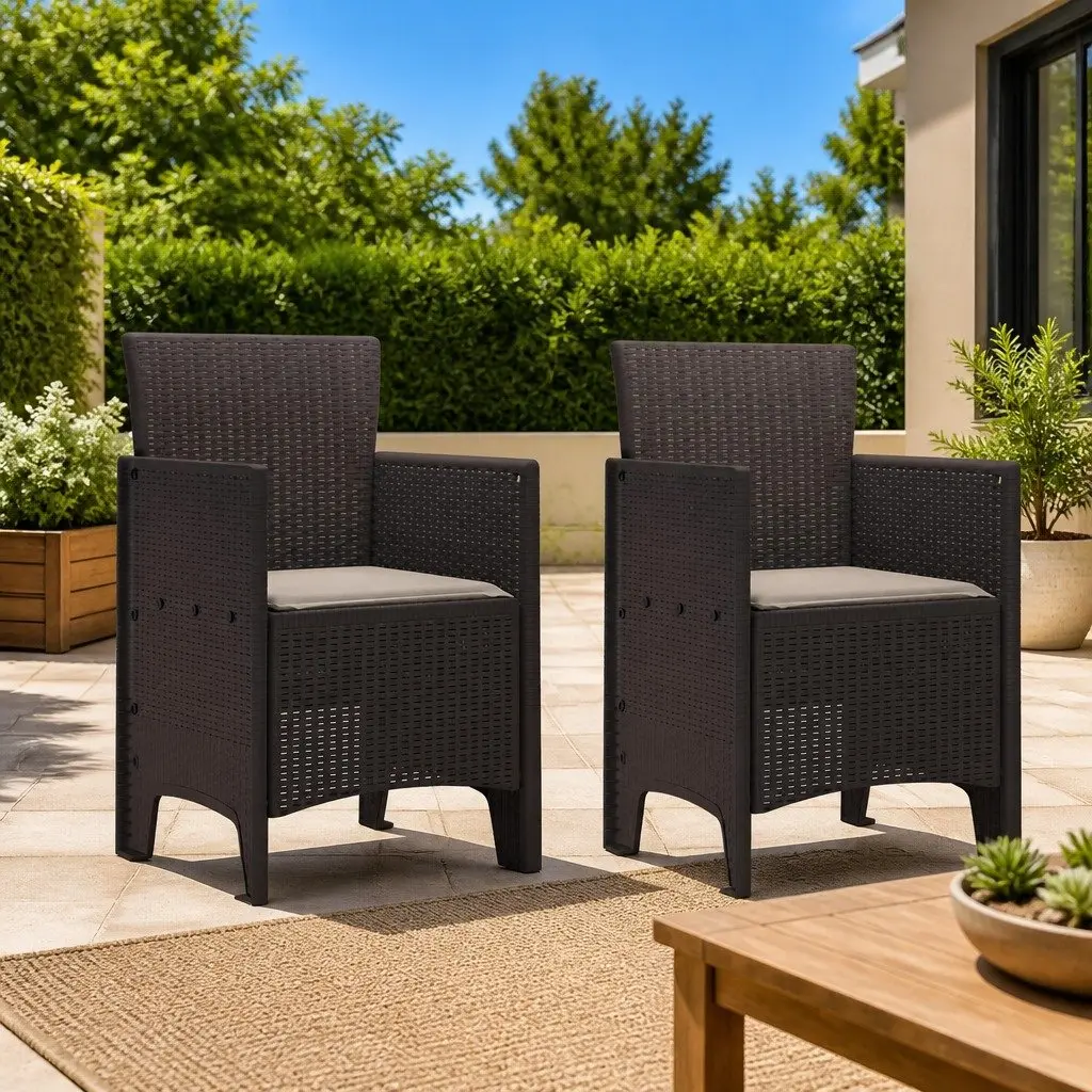 Outdoor Chairs Modern Brown 2 Piece Set Garden Seating Patio Furniture