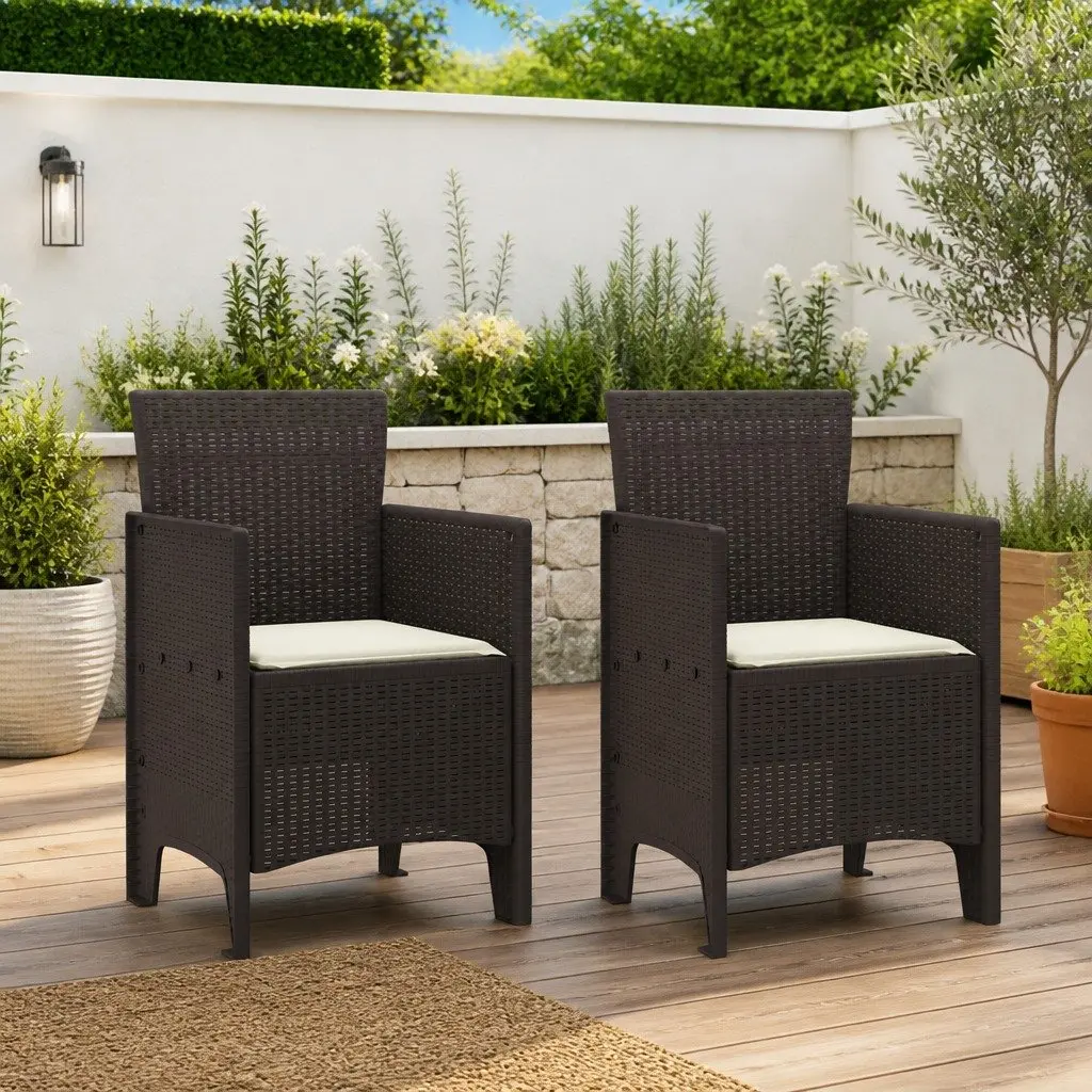 Outdoor Garden Chair 2 pcs Brown 53 x 49 x 85 cm Modern Seating