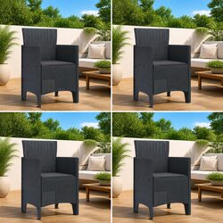 Outdoor Garden Chair 4 Pieces Anthracite Modern Seating Patio Furniture Set