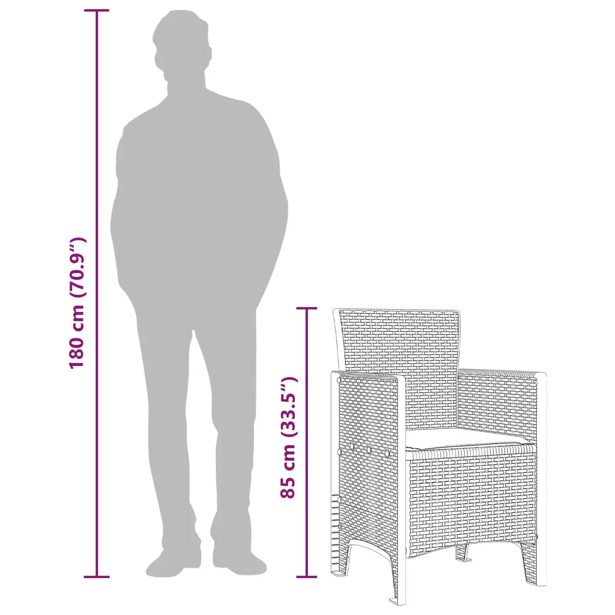 Outdoor Garden Chair Set 4 pcs Anthracite Polypropylene Patio Seating