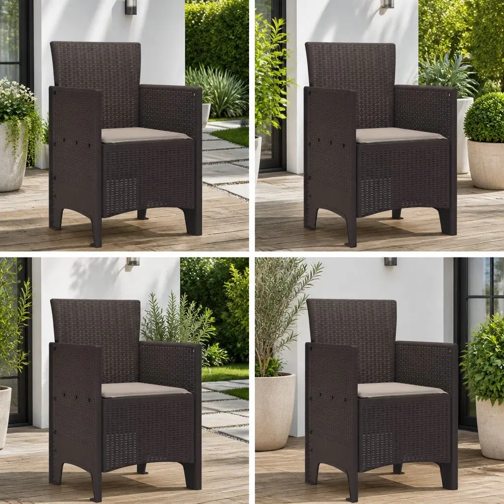 4-Piece Brown Garden Chair Set