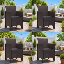 Garden Chair Set 4 Piece Brown Outdoor Seating Patio Furniture 53x49x85cm