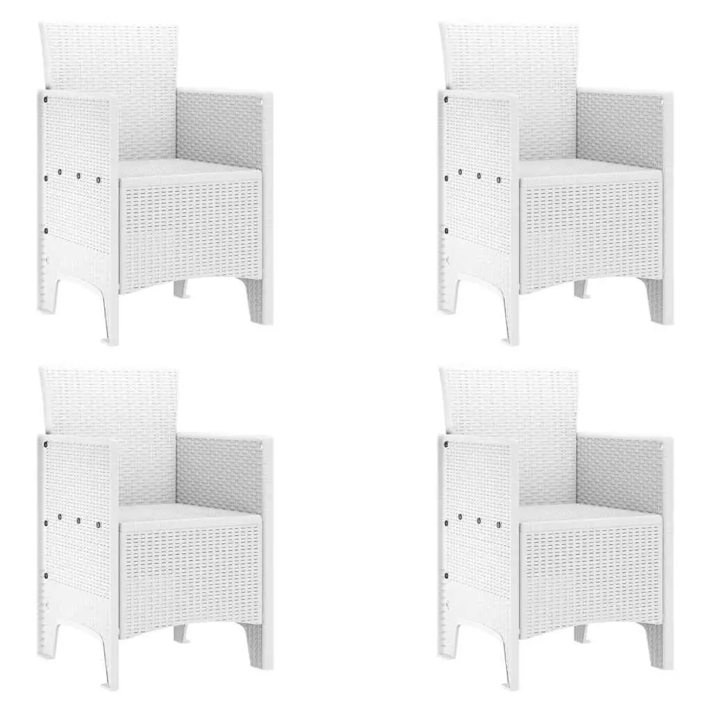 Garden Chair Modern White 4 Piece Outdoor Patio Seating with Armrests