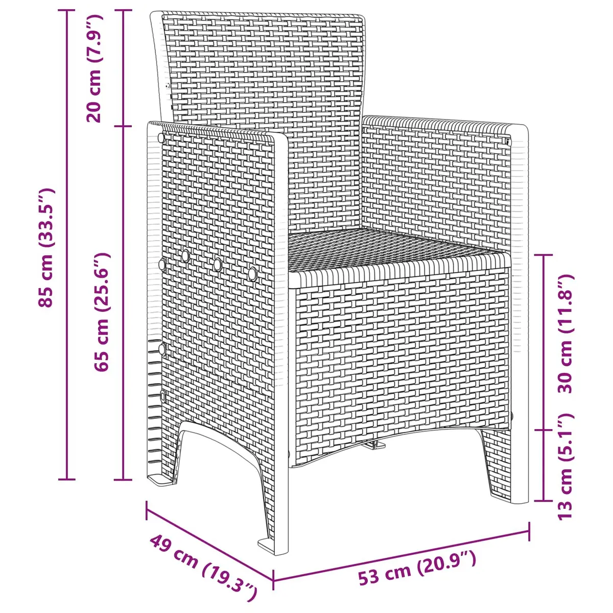 Garden Chair Modern White 4 Piece Outdoor Patio Seating with Armrests
