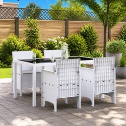 Outdoor Garden Chair 4 Pieces White Modern Seating Patio Furniture Set