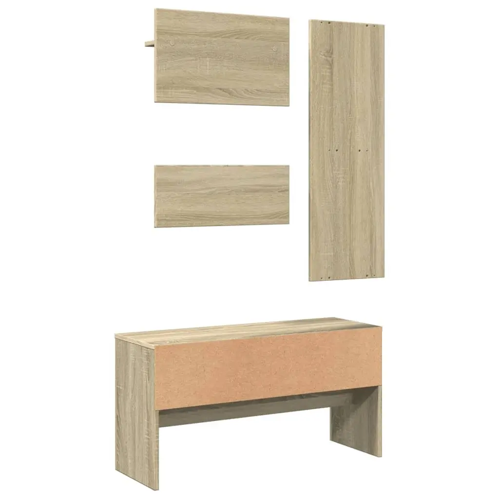Hallway Furniture Set Multifunctional Storage Bench with Mirror and Coat Hooks