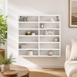 White Floating Vitrine Cabinet Wall Shelf Display Storage 60x8.5x58 cm