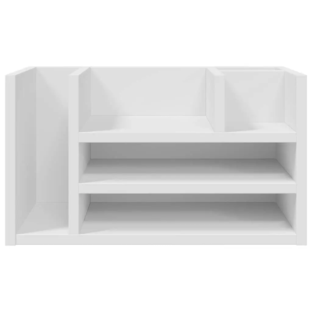Desk Organiser White 44.5x24x25cm 6 Compartment Desktop Storage Filing