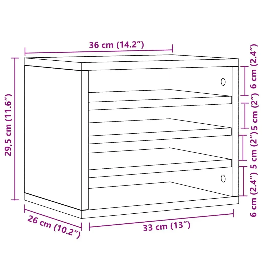 Desk Organiser White Engineered Wood 36 x 26 x 29.5 cm