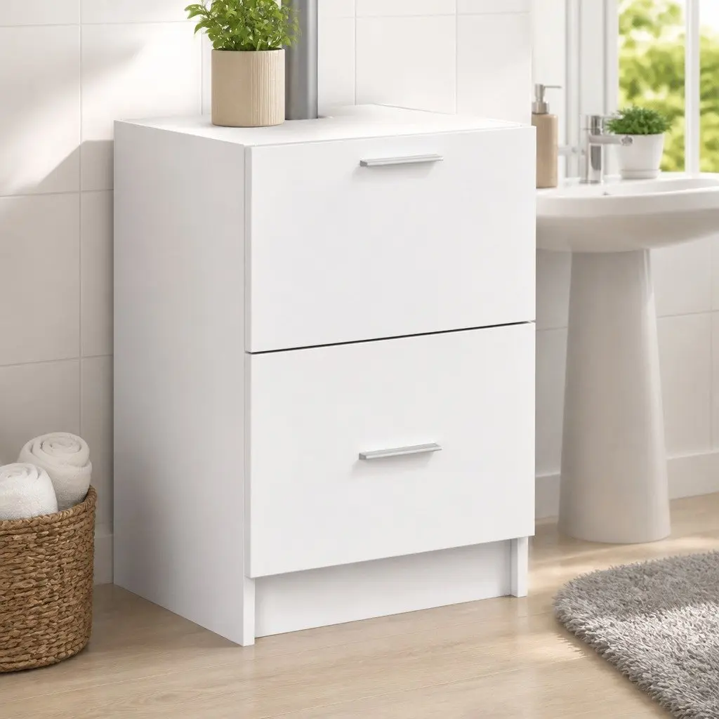 Bathroom Vanity Unit White Under Sink Cabinet Engineered Wood 40x37x59cm