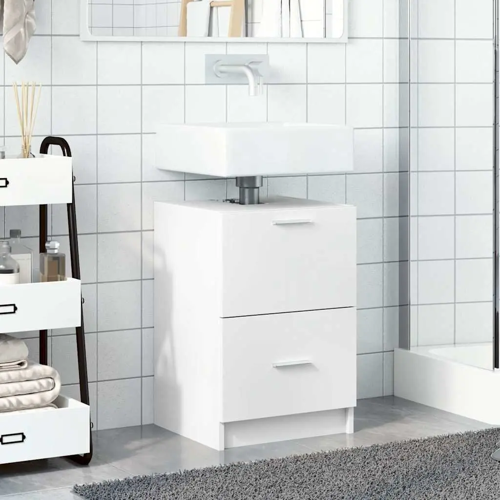 Bathroom Vanity Unit White Under Sink Cabinet Engineered Wood 40x37x59cm