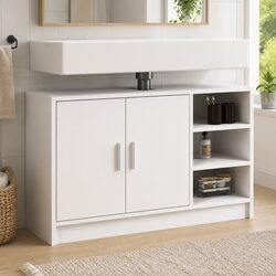 Charming Bathroom Sink Cabinet in White 90x29x55cm