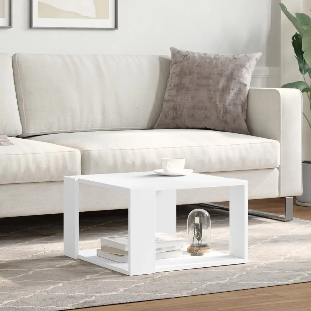 Coffee Table White Engineered Wood 51.5x51.5x30 cm Storage Accent Side Furniture