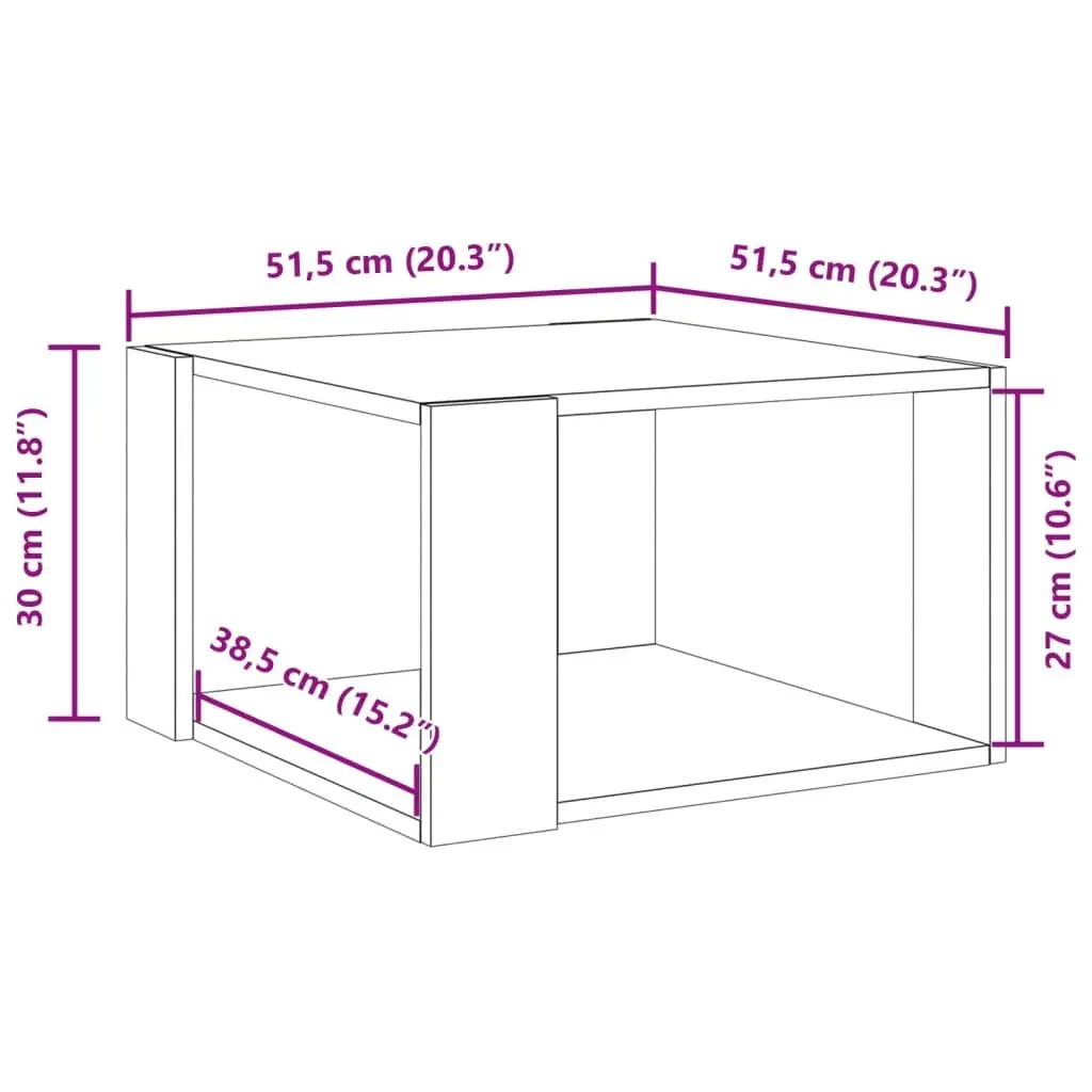 Coffee Table White Engineered Wood 51.5x51.5x30 cm Storage Accent Side Furniture