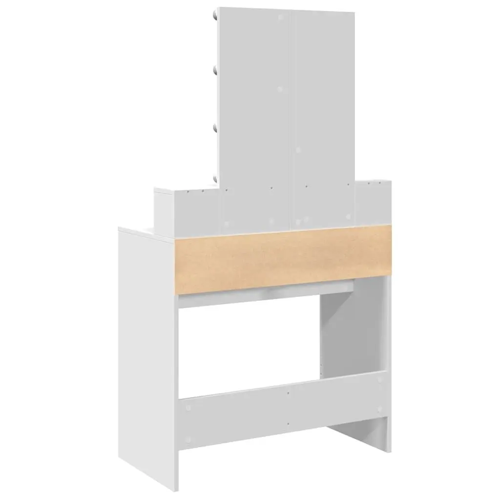 Dressing Table with LED Mirror White Bedroom Vanity Storage Drawers Compartments