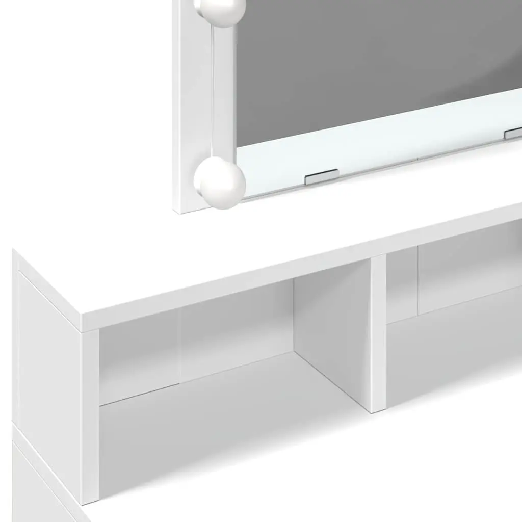 Dressing Table with LED Mirror White Bedroom Vanity Storage Drawers Compartments