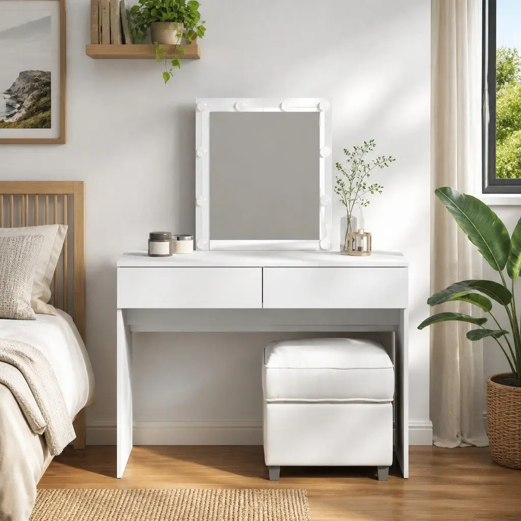 Dressing Table with LED Mirror and Storage