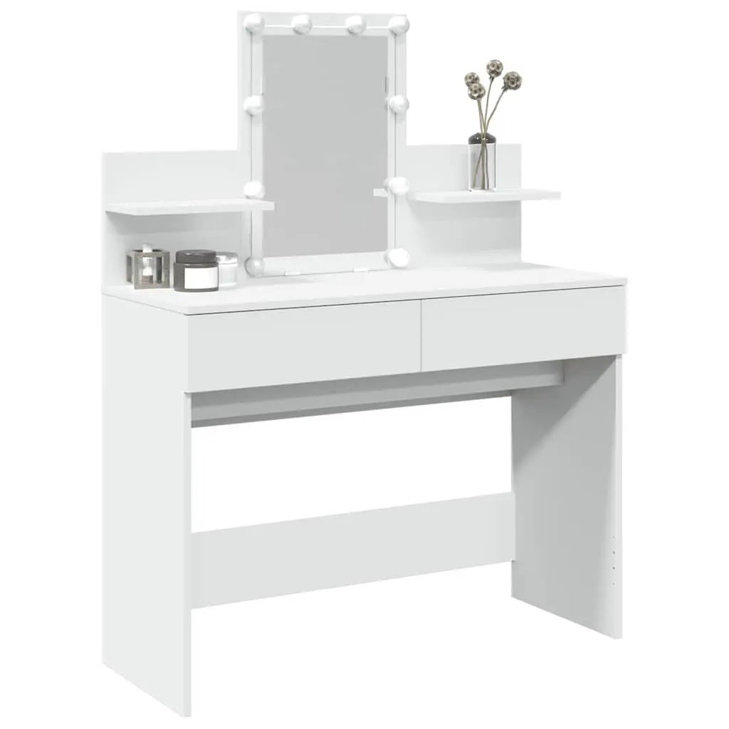 Dressing Table LED Mirror White Vanity Makeup Desk 100L x 40W x 130H cm