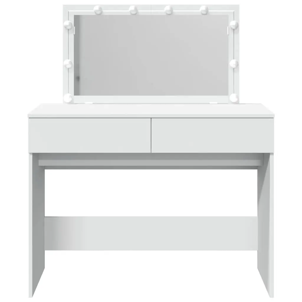 Dressing Table with LED Mirror White Bedroom Vanity 2 Drawers Storage Desk