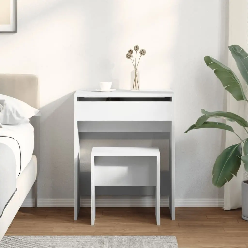 Dressing Table White with Mirror and Stool Bedroom Vanity 60 x 40 x 113.5 cm