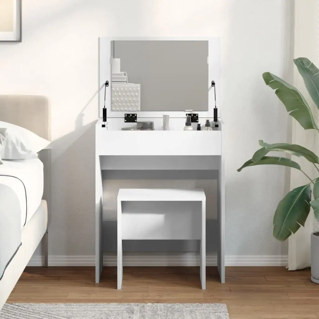 Dressing Table White with Mirror and Stool Bedroom Vanity 60 x 40 x 113.5 cm