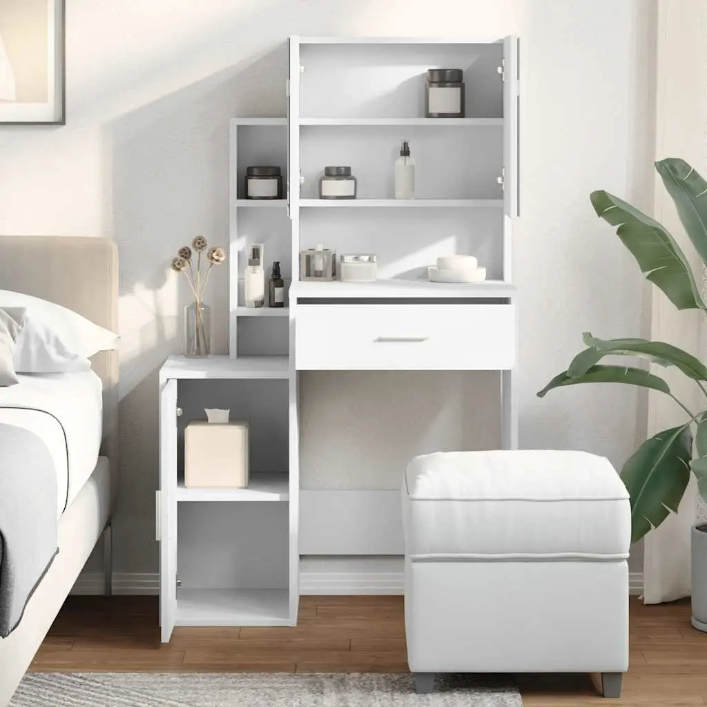 Dressing Table with Mirror and Storage Drawer White 80 x 35 x 132 cm