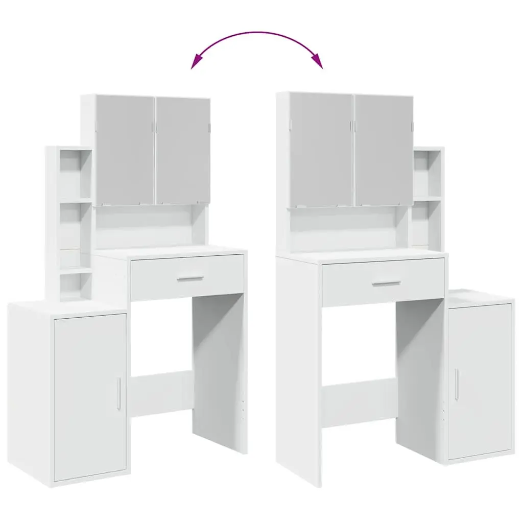 Dressing Table with Mirror and Storage Drawer White 80 x 35 x 132 cm