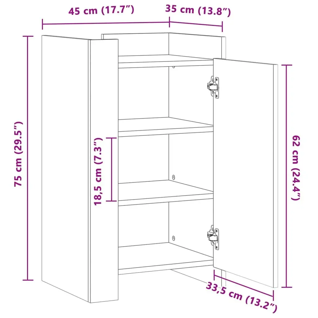 Sideboard White Engineered Wood 45x35x75 cm Storage Cabinet