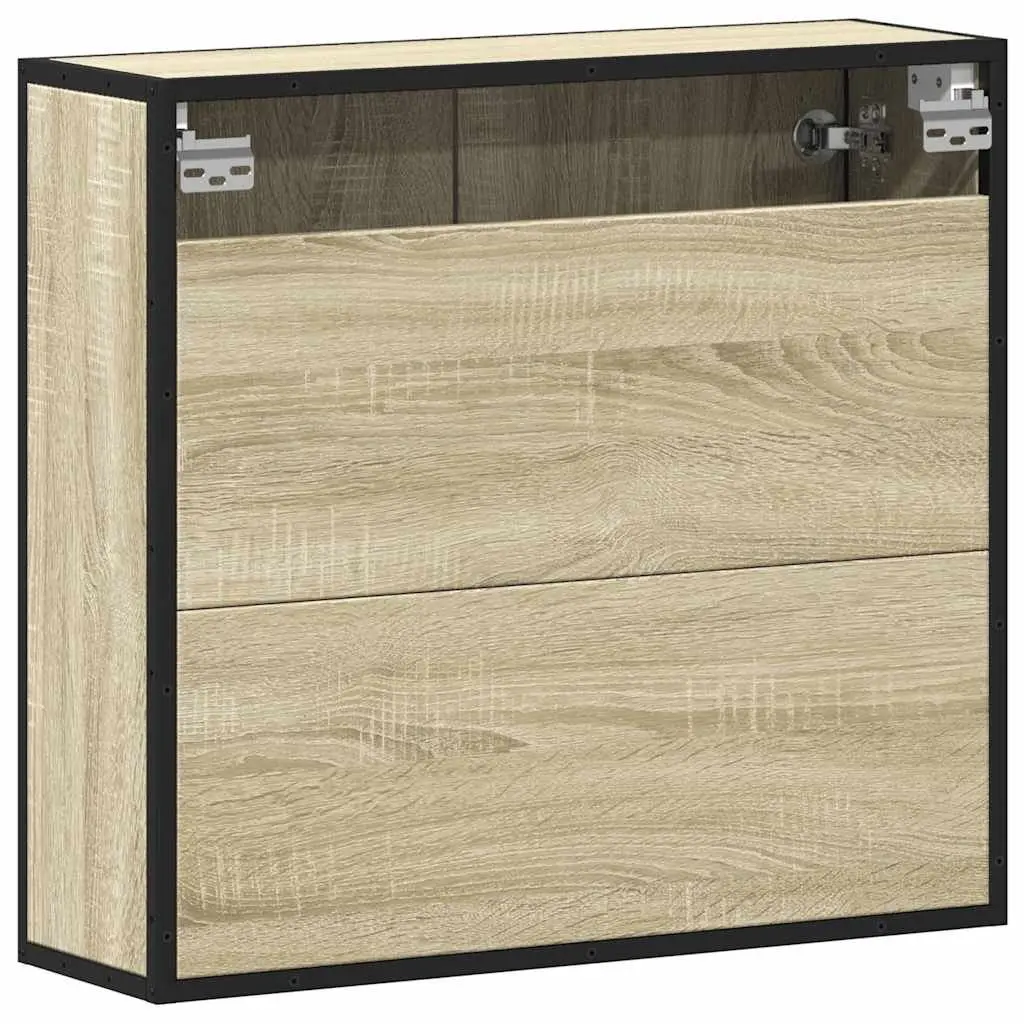 Bathroom Mirror Cabinet Wall-Mounted Engineered Wood 65W x 20D x 60H cm
