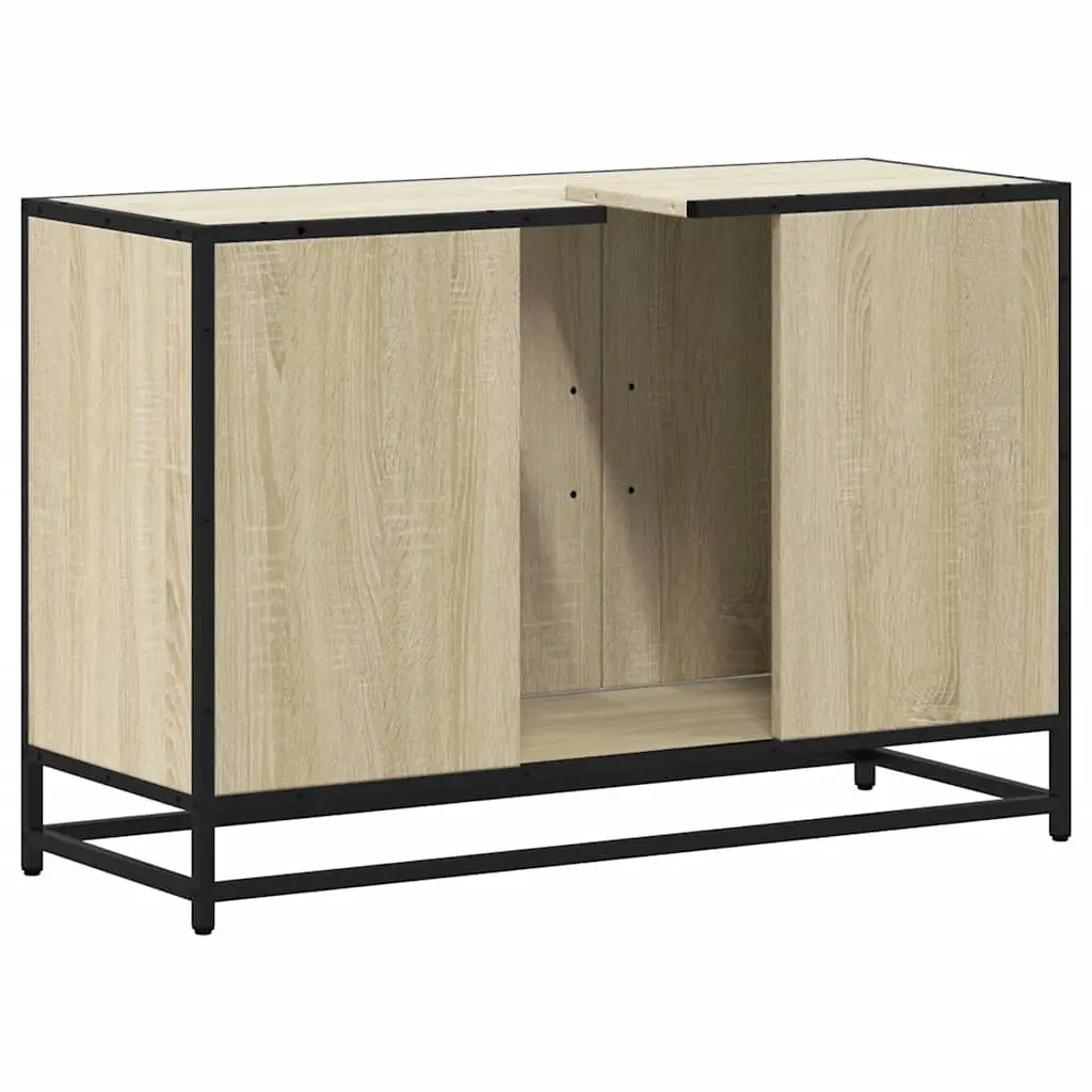 Bathroom Sink Cabinet Engineered Wood Brown Sonoma Oak 90x33x60cm