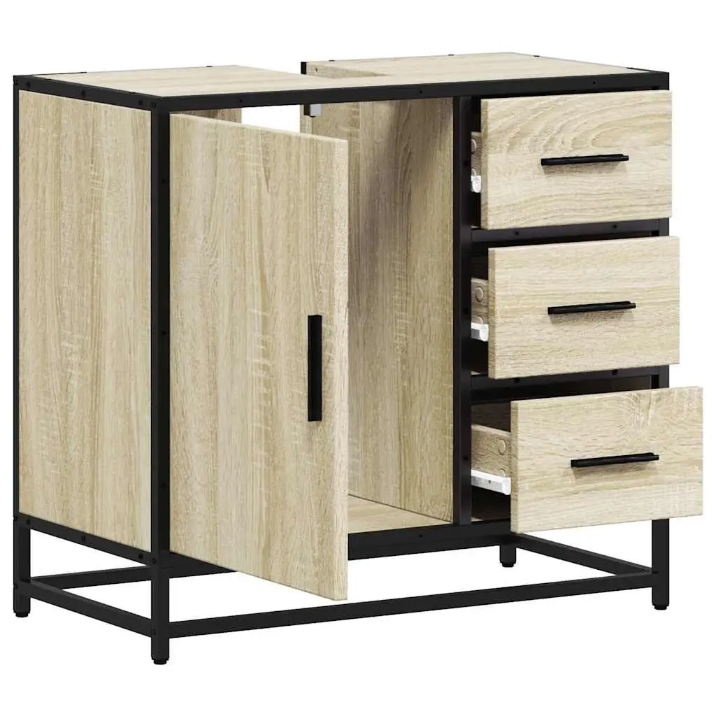 Bathroom Sink Cabinet Brown Engineered Wood Vanity Unit 65x33x60 cm