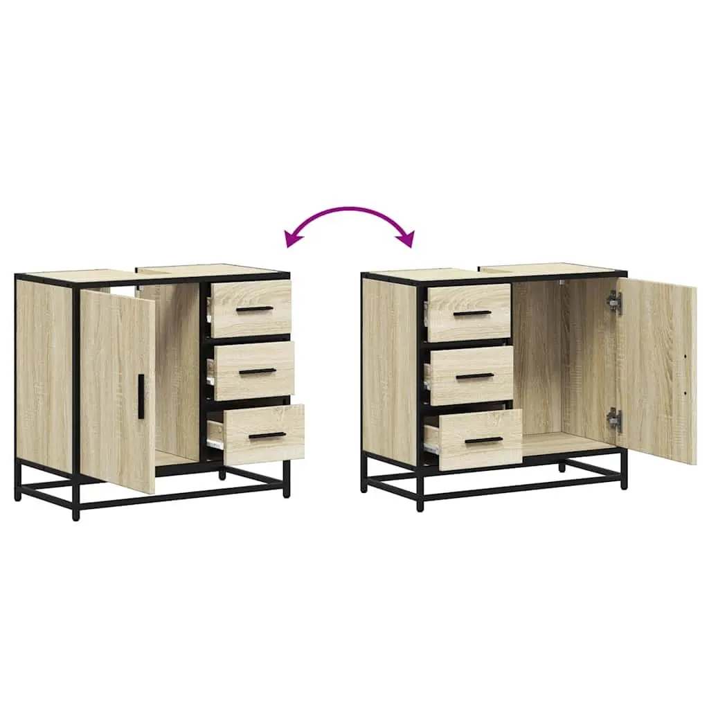 Bathroom Sink Cabinet Brown Engineered Wood Vanity Unit 65x33x60 cm