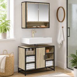 Bathroom Sink Cabinet Sonoma Oak 80x33x60 cm Engineered Wood Vanity Storage