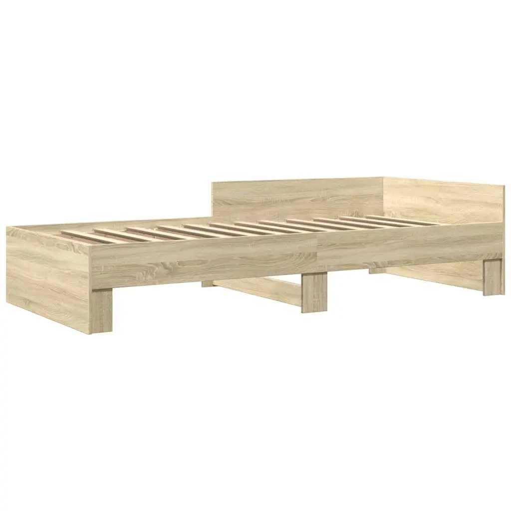 Bed Frame 90x190 cm Sonoma Oak Engineered Wood Slatted Base Side Rails