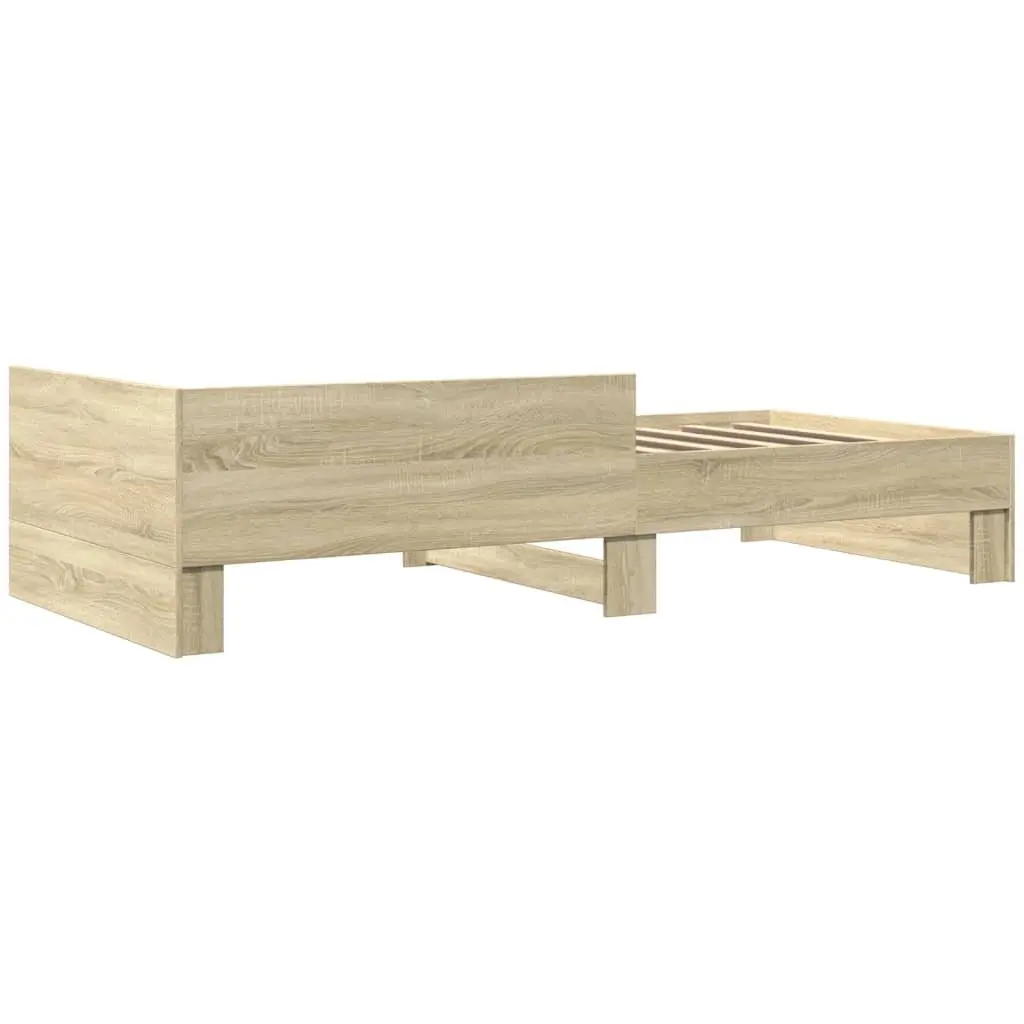 Bed Frame 90x190 cm Sonoma Oak Engineered Wood Slatted Base Side Rails