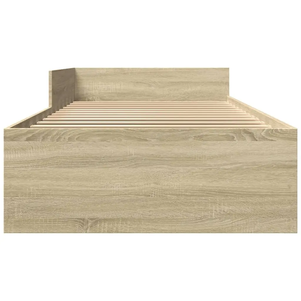 Bed Frame 90x190 cm Sonoma Oak Engineered Wood Slatted Base Side Rails