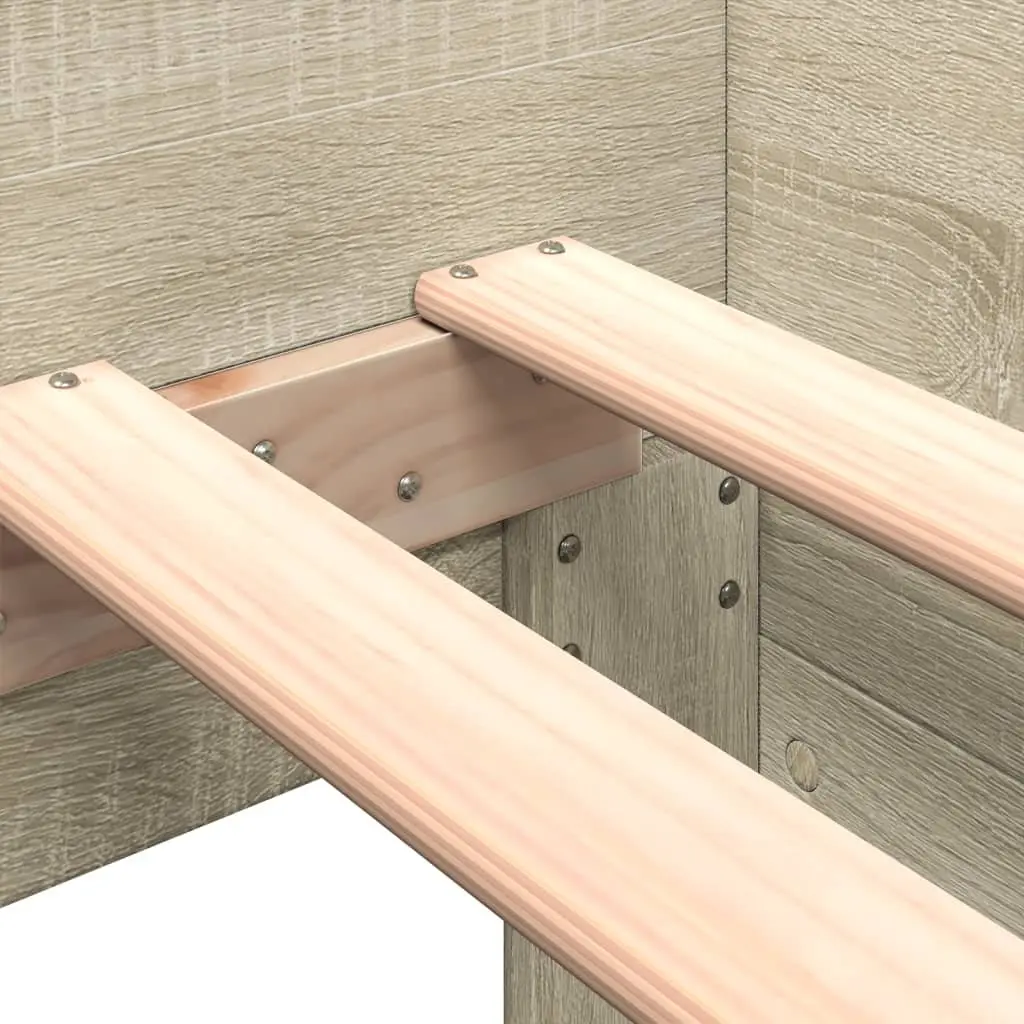 Bed Frame 90x190 cm Sonoma Oak Engineered Wood Slatted Base Side Rails