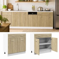 Drawer Bottom Cabinet Kitchen Storage Cupboard Brown Engineered Wood